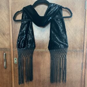 Guess collection elegant scarf with fringe. Feels like Black Velvet. EUC